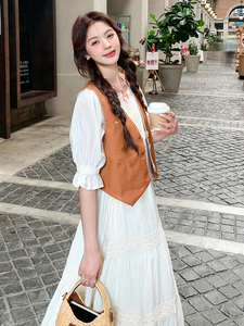 法式马甲流苏连衣裙两件套女2025夏季新款温柔风绝美别致长裙套装图片