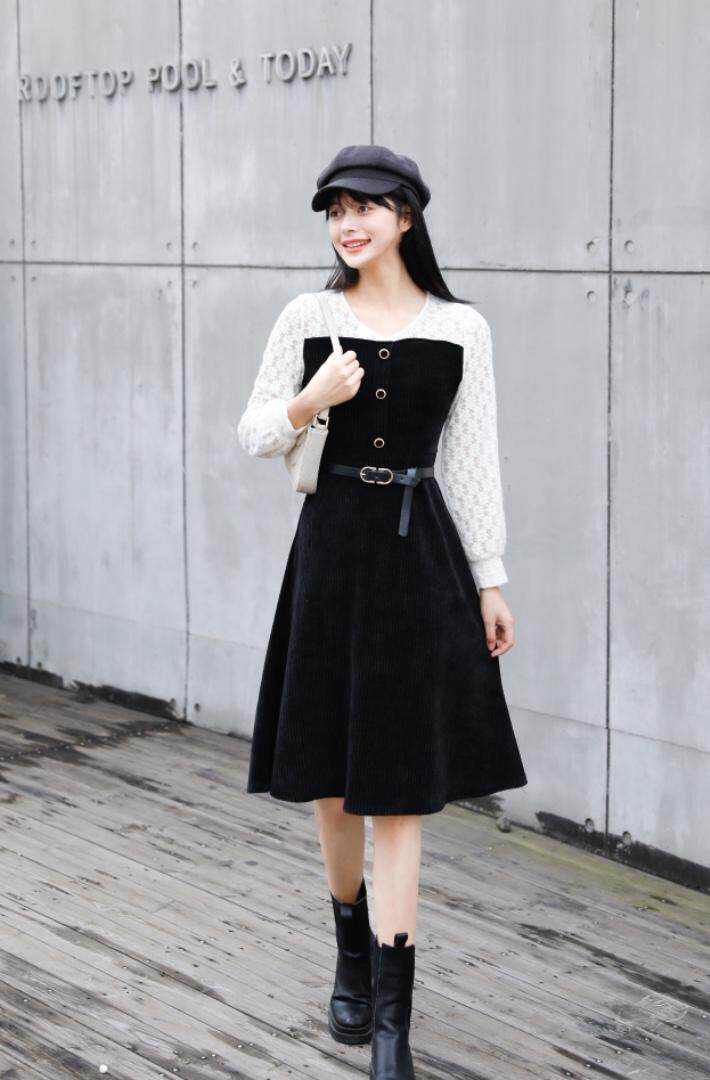 春季新款，蕾丝拼接修身显瘦气质连衣裙，女装连衣裙，东洋天堂之花