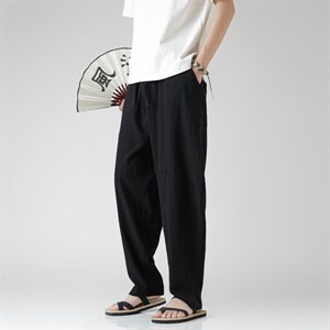 2026夏季风棉麻休闲裤 汉服 宽松 A057-K381-P45（第二套图），男装民族服装，电商A057B