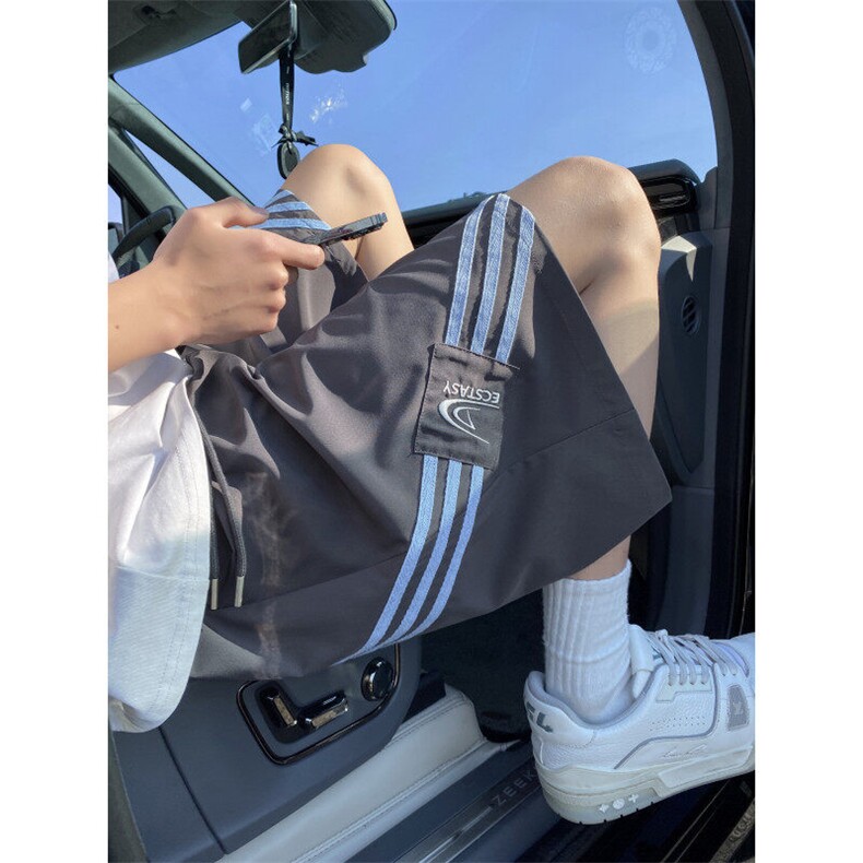抖音品质夏季新款美式条纹宽松冰丝五分裤B315-K25790-特p30控58,男装休闲裤,电商B315