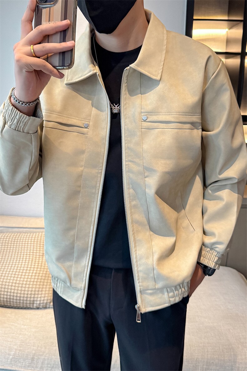 潮流皮衣外套男春秋季复古百搭拉链宽松机车服pu皮夹克潮JK2591,男装夹克,星座301B-1