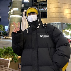 夜景休闲字母印花百搭宽松保暖连帽棉服A247-MY163特批95控158，男装棉衣，电商A247