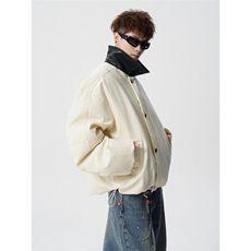 706-LK6578-P108现货冬季高级感防风保暖棉布拼接皮领棉服，男装棉衣，星座706