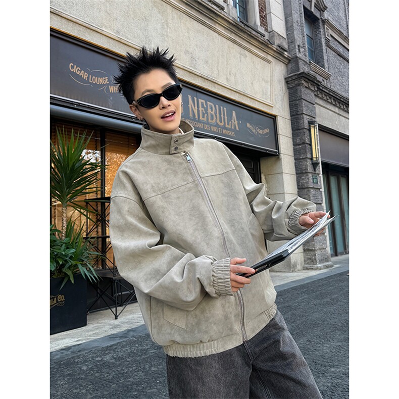 春季抖音得物品质扎染PU皮衣立领雾面皮夹克外套男6153-TP43,男装夹克,星座207