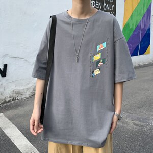 ！8%转化！！2023夏新款纯棉宽松男士短袖T恤半袖体恤T702P25图片