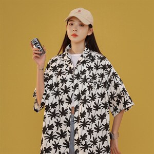 电商DSA028-DS22W03 P35夏新款凉爽冰丝垂感格子男女港风外套衬衫图片