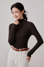 半高领打底衫女长袖t恤新款秋冬内搭紧身上衣洋气小衫百搭纯色，女装羊毛衫，硕诚羊绒