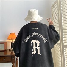 ！22秋季新款宽松大码港风R麂皮绒圆领卫衣JW1973-p50控68，男装卫衣，星座508（原C305）