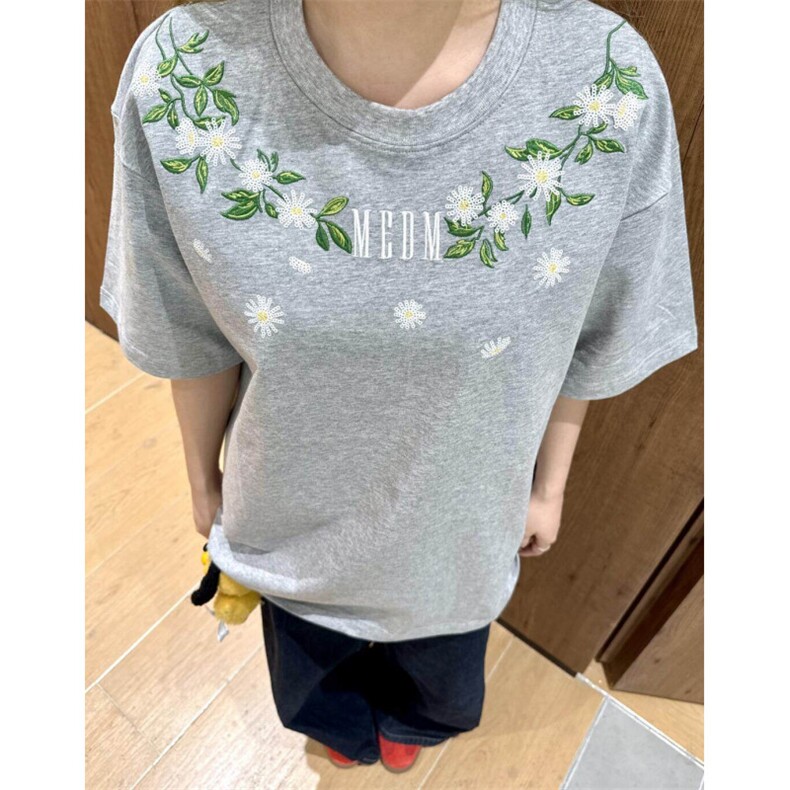 H0982-P38高版本#内里铺布原版珠片绣包边拉肩休闲宽松短袖T恤,女装T恤,星座617A-2