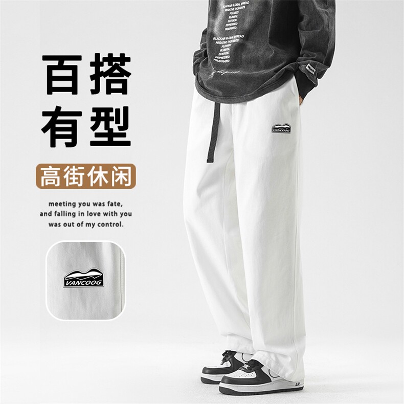时尚胶标点缀纯棉休闲裤百搭有型抽绳束脚一裤两穿    K666特批41图片