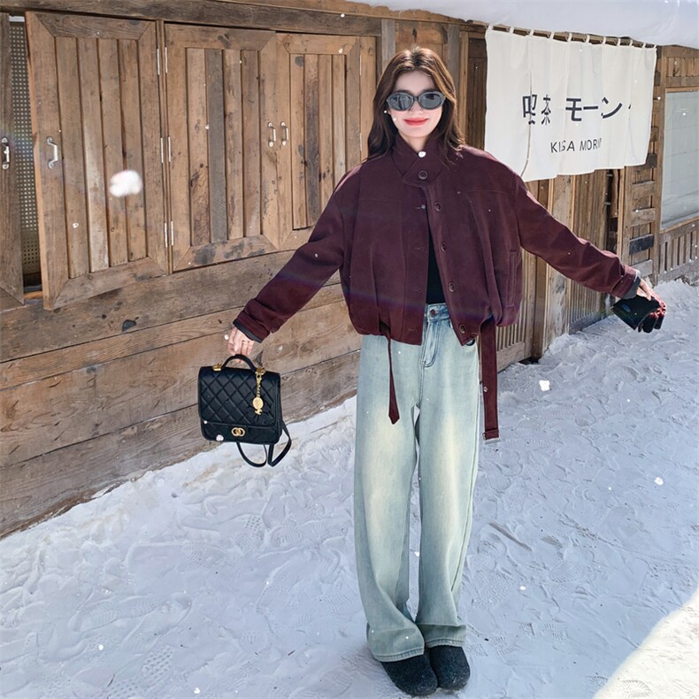 复古氛围感立领派克羽绒服女冬季2025新款设计感休闲时尚短款外套,女装羽绒服,2C196