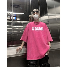 2025新款字母男大码高街青少年水洗短袖XZ517A-3-AQ034T-P38，男装T恤，星座517A-3