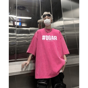 2025新款字母男大码高街青少年水洗短袖XZ517A-3-AQ034T-P38图片