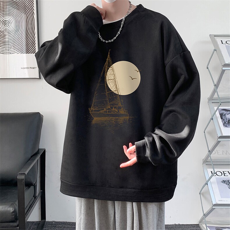 麂皮绒卫衣男大码重磅长袖t恤男JW81409-P35,男装T恤,电商A040