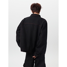 JKDD010-P65原牛红色明线工装牛仔夹克春秋短款cleanfit设计外套，男装夹克，星座712A-1