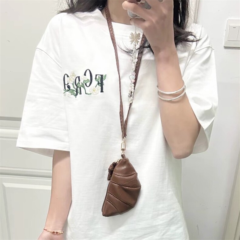 【重工刺绣】100%纯棉潮牌花卉字母绣花T恤短袖chic百搭上衣女,男装T恤,星座1210-1
