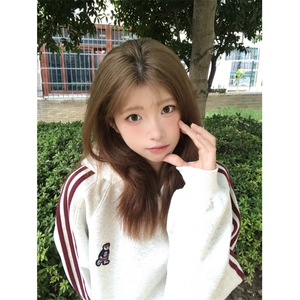 WE1741-P53 美式复古条纹小熊刺绣连帽卫衣男女图片