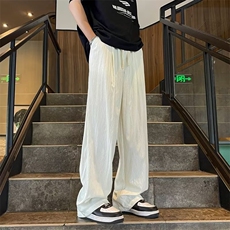 夏季薄款褶皱速干冰丝裤男士裤子休闲直筒裤宽松长裤K149，男装休闲裤，星座1116A-1（原606A）