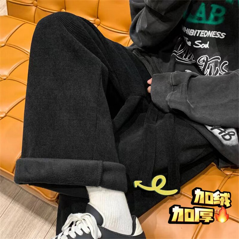 加绒重磅卫裤冬季男雪尼尔灯芯绒裤垂感阔腿裤993Ap65,男装休闲裤,电商D315A