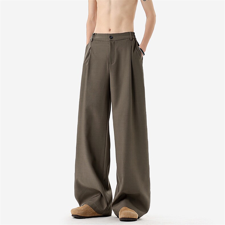 春季高级感打褶垂感西裤美式阔腿裤子男休闲裤C62184-TP3568，男装西裤，电商A102