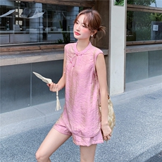 现货夏装新款新中式盘扣复古套装两件套2b114-2268P160K249，女装套装/套裙，网红馆