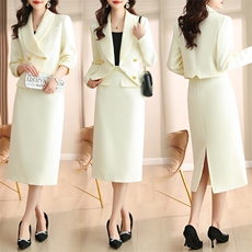 高级感通勤职业套装裙女春秋2024新款气质西装半身裙套装两件套，女装套装/套裙，时尚俏佳人