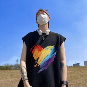 华夫格背心 直播高品质重磅220克 爱心印花HB793-P25控38图片