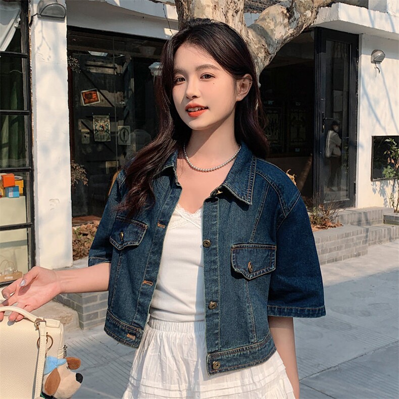 黑色牛仔工装风夏季女2025新款韩版复古宽松减龄半身裙,女装牛仔外套,微微衣阁