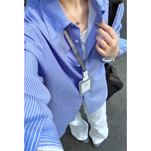 2025 夏季新款 港风女模大码条纹长袖衬衫M-5X HC25483-特P35图片