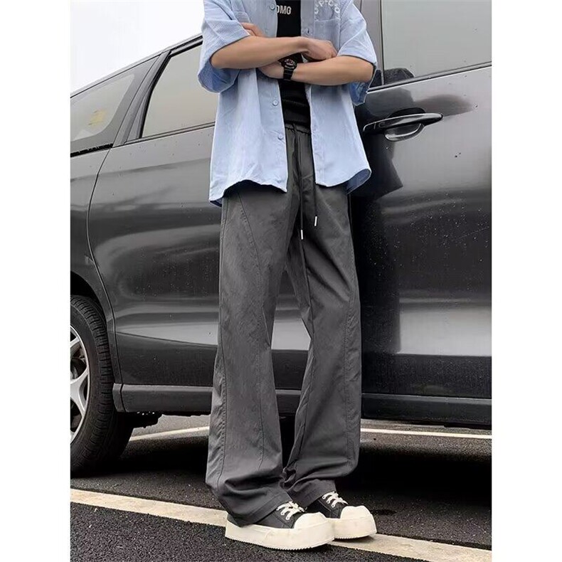 港风春夏款男休闲裤抽绳拼接褶皱冲锋长裤H105P50,男装休闲裤,星座1013-1