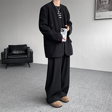韩版休闲西装套装外套高级痞帅宽松韩版西服外套西裤整套搭配P140，男装西服，电商B319