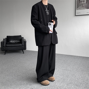 韩版休闲西装套装外套高级痞帅宽松韩版西服外套西裤整套搭配P140图片