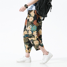 2025新中式九分裤风民族风碎花基地A057-K366-P40，男装民族服装，电商A057B