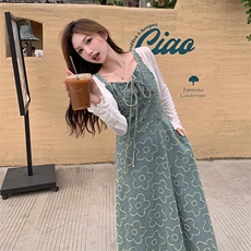 【】时尚设计感显瘦牛仔提花背带裙+防晒开衫P160K215，女装套装/套裙，2D148
