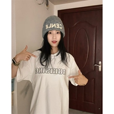 H1042-p30原版刺绣纯棉220克2026夏季休闲宽松短袖T恤女，男装T恤，星座617A-2