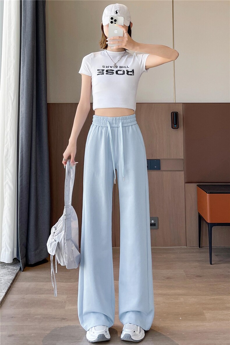25夏季新款lulu瑜伽运动裤卫裤高腰直筒薄款休闲微喇拖地裤女,女装休闲裤,梦白服饰厂
