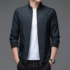 秋季加克时尚外套男立领中年男士休闲外套上衣爸爸装BJY08166-P95,男装夹克,电商B212（原钱塘6029）