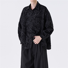 2026春装新款新中式盘扣长袖衬衫民族风提花工艺2537-P60，男装民族服装，电商A057