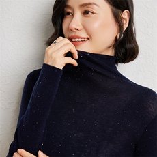 无缝美丽诺精纺羊毛超薄高领女可机洗半高领修身打底针织衫，女装羊绒衫，臻维羊绒