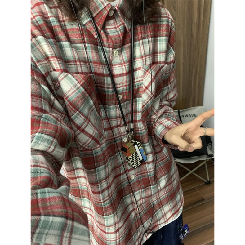 【有货】cleanfit红色格子衬衫设计感高级美式衬衣长袖K342LL-P45图片