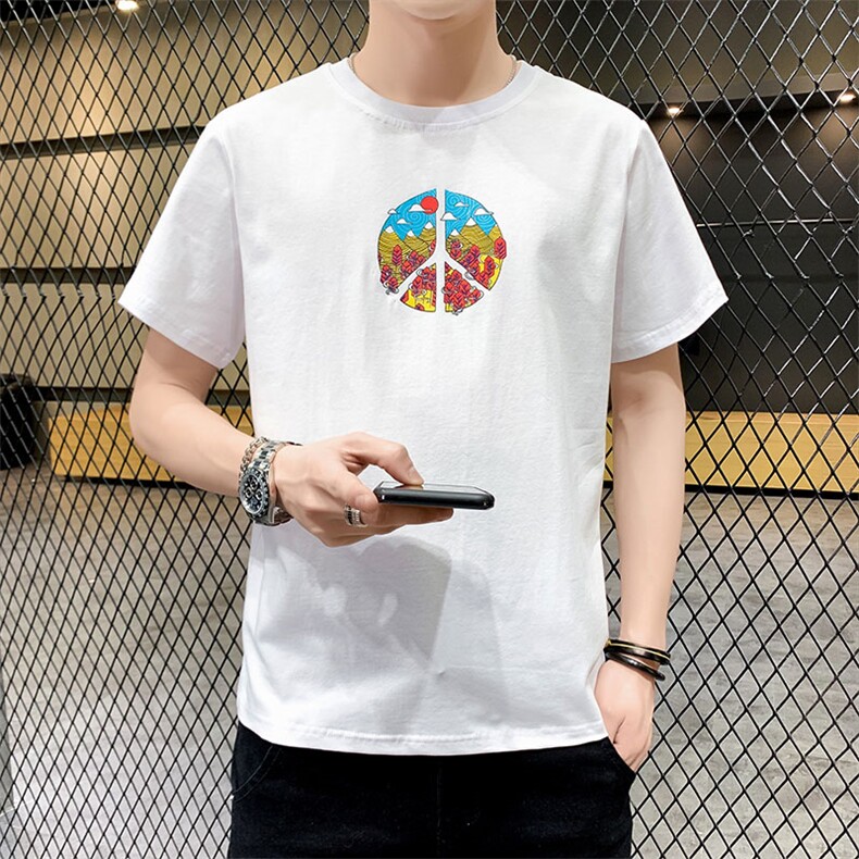 有现货2021夏季新款潮流个性印花百搭男士短袖T恤A436-T637,男装T恤,电商A436