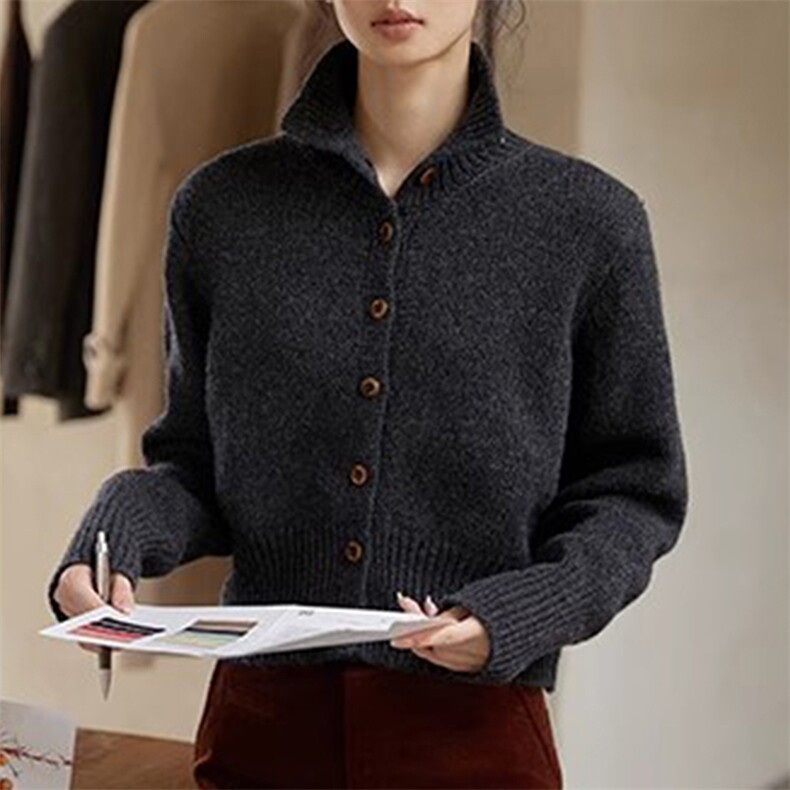 2025年秋季时尚百搭通勤简约休闲羊毛开衫，女装羊毛衫，犀桦羊绒