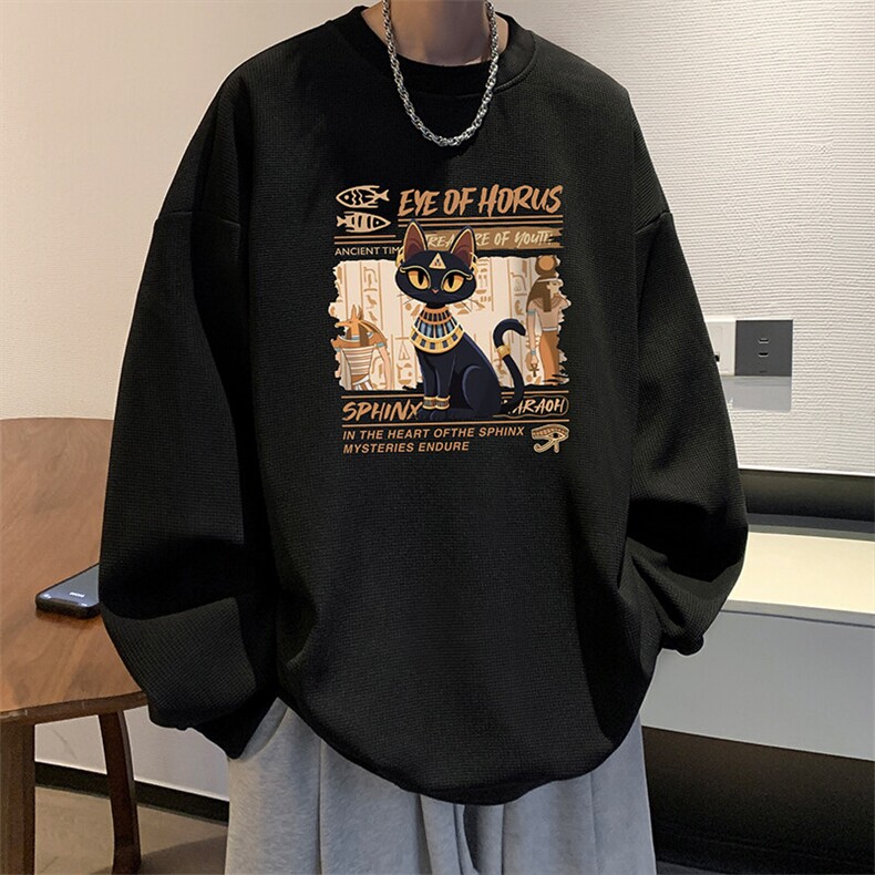 5XL华夫格卫衣男大码胖子圆领长袖t恤HW76429-P30,男装T恤,电商A040