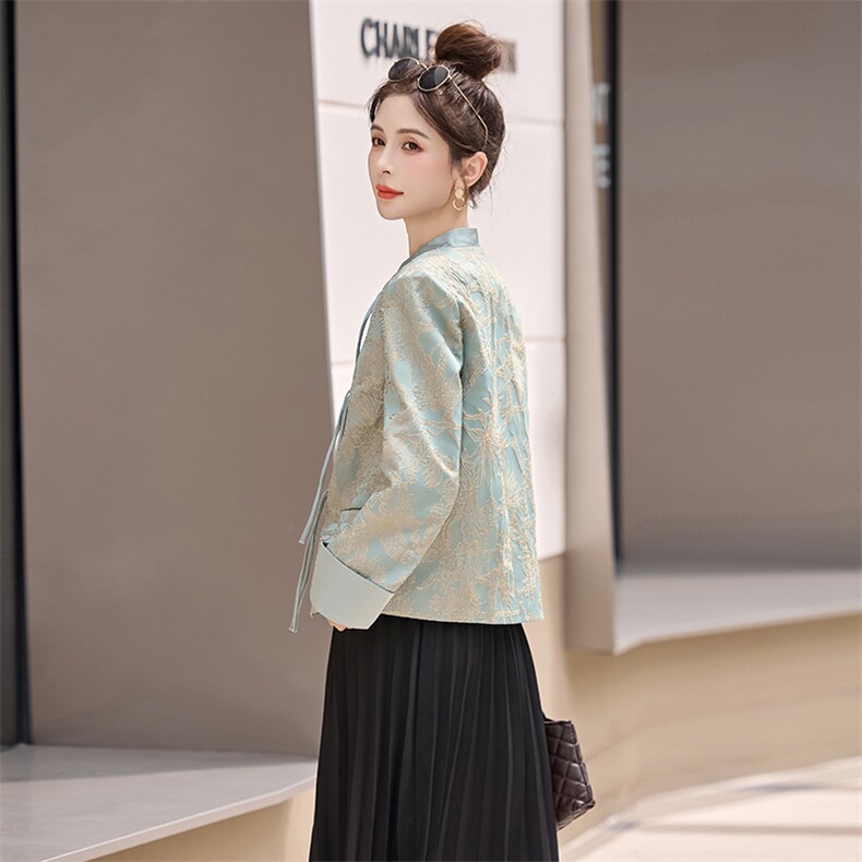新中式风精致流苏盘扣立领典雅外套2532P135,女装短外套,乐衣轩