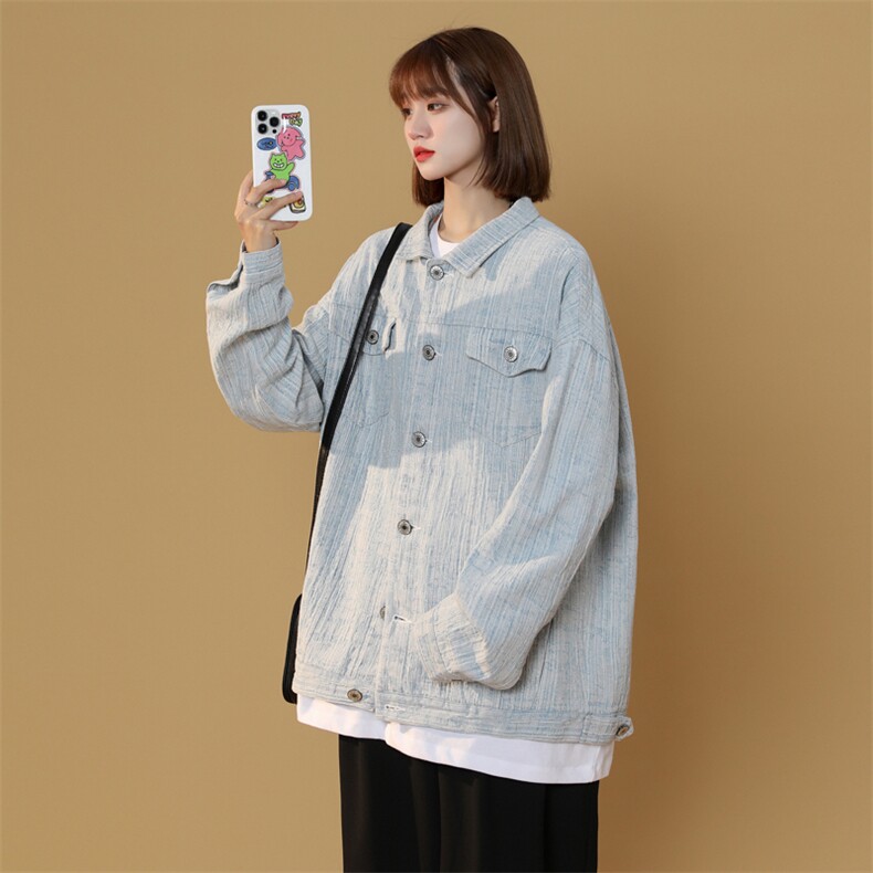JK6017/P75春装中性风洗水宽松牛仔外套夹克男女大码上衣控98,男装工装外套,电商A141