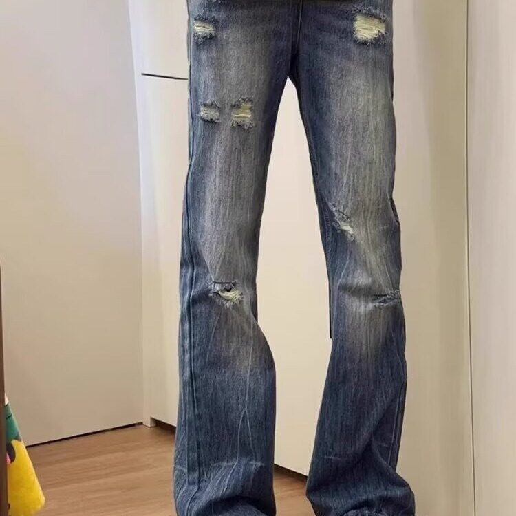 【现货】闪电纹破洞牛仔裤美式高街cleanfit裤子NK06404特P45,男装牛仔裤,星座1004（原星座815-3）