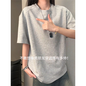2026夏季新款拼接短袖T恤女解构圆领打底男 X64122-TP14 不图片