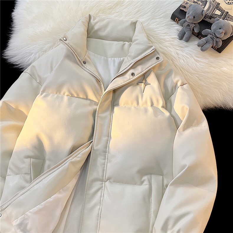 港风PU皮棉衣情侣装男装立领棉衣宽松棉服冬装外套G1071P128,男装棉衣,电商A339