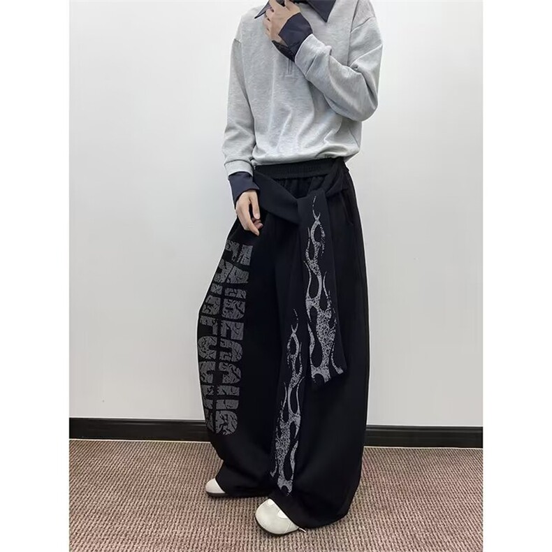 加绒加厚休闲卫裤街头休闲直筒阔腿裤K0856-P48加绒P52,男装休闲裤,星座308B-2