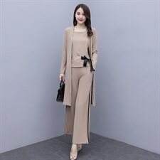 优雅女士春秋季纯色时尚百搭潮流三件套显瘦修身气质套装，女装套装/套裙，贵人树